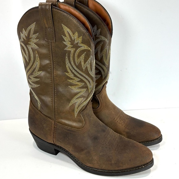 Laredo Boots Mens Brown Embroidered Leather Cowboy Western Outdoor Sz 9.5D #4212 main image 8